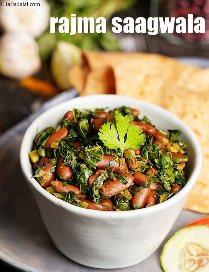 Rajma saagwala recipe | rajma and chawli sabzi | Indian style kidney beans and amaranth leaves stir fry |  | Tarla Dalal