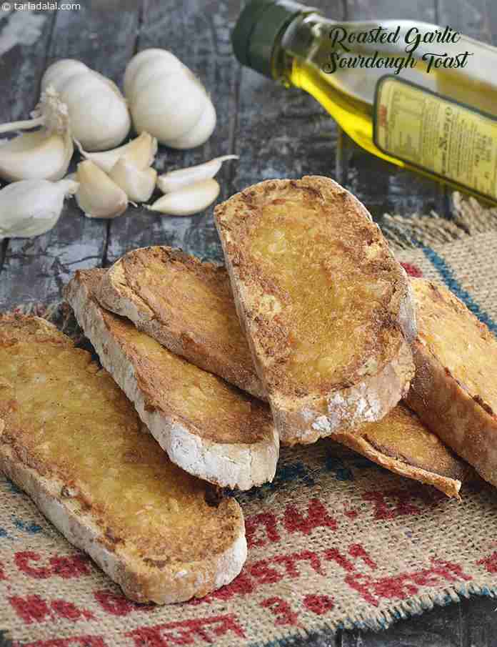 Roasted Garlic Sourdough Toast | Tarla Dalal