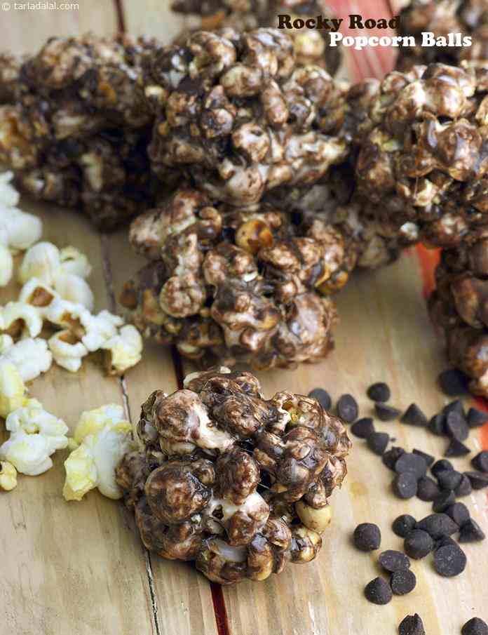 Rocky Road Popcorn Balls | Tarla Dalal