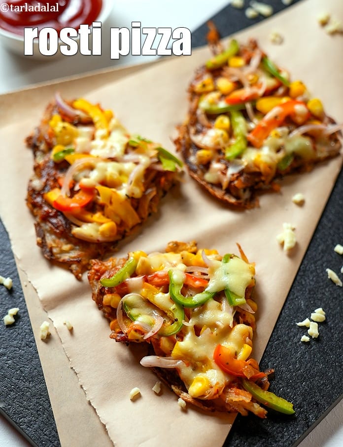 Rosti pizza recipe | Indian style potato rosti pizza | crispy potato pizza | Tarla Dalal