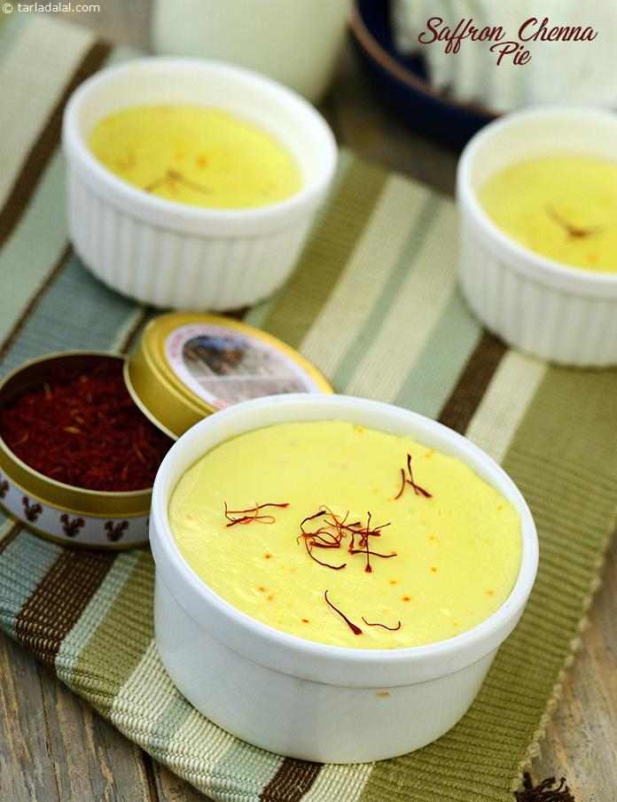 Saffron Chenna Pie ( Microwave Recipe ) | Tarla Dalal