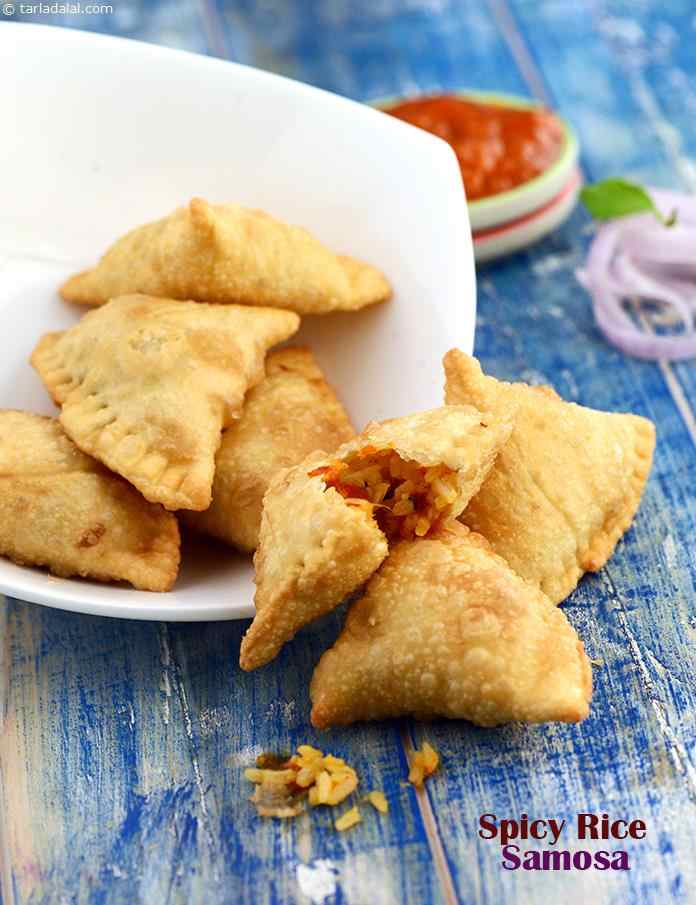 Spicy Rice Samosa | Tarla Dalal