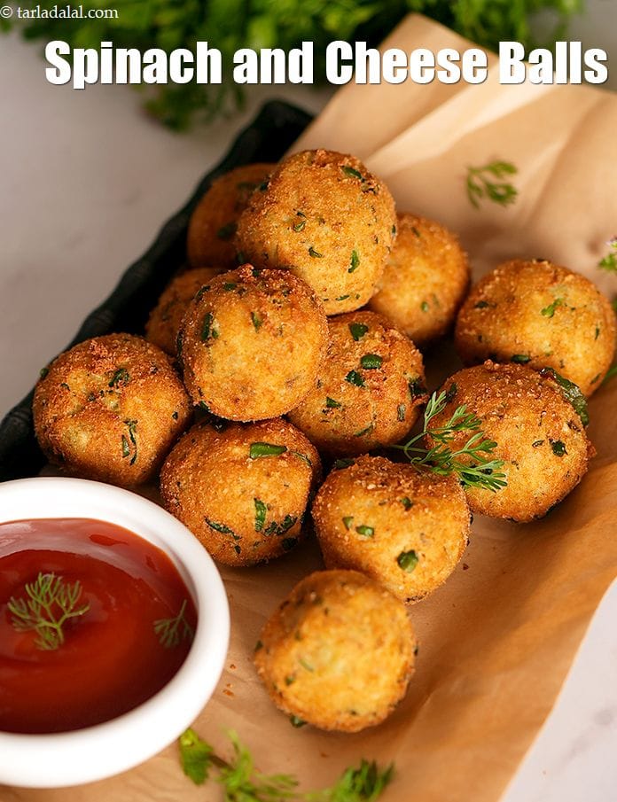 Spinach and cheese balls recipe | palak cheese balls | Indian starter recipe | | Tarla Dalal