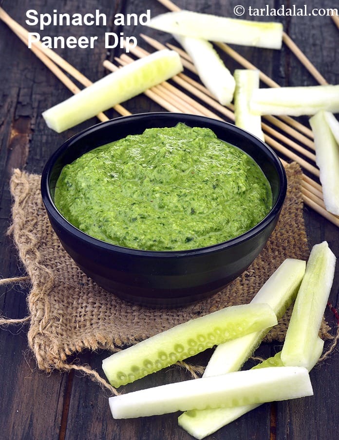 Spinach and paneer dip recipe | Indian spinach dip | healthy palak paneer dip | | Tarla Dalal