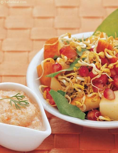 Sprouted Methi with Fruity Dressing | Tarla Dalal