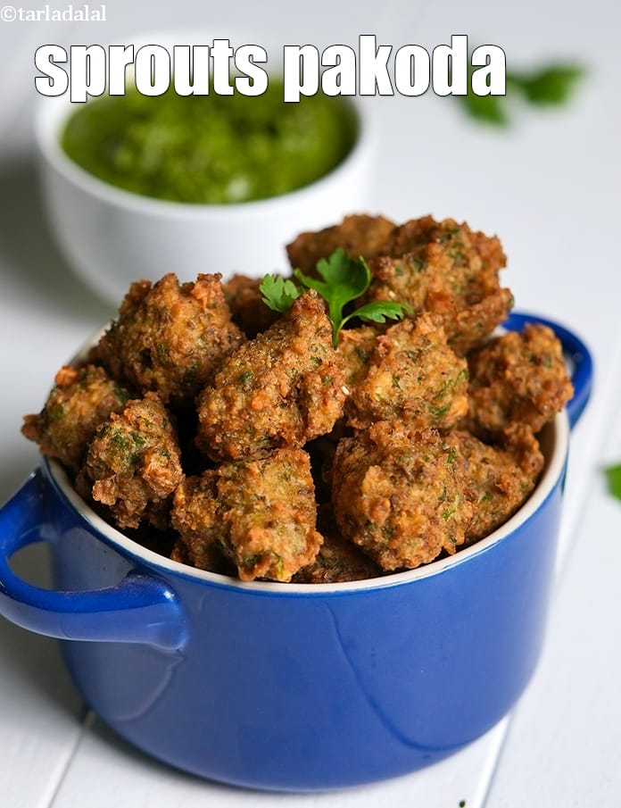 Sprouts pakoda recipe | sprouted moong fritters | moong sprouts bhajiya | | Tarla Dalal