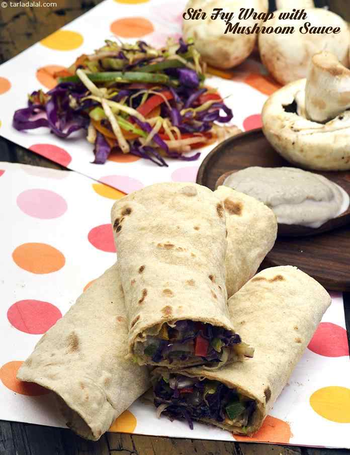 Stir Fry Wrap with Mushroom Sauce | Tarla Dalal