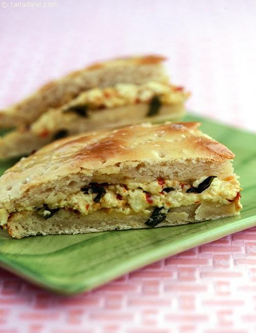 Stuffed Focaccia | Tarla Dalal