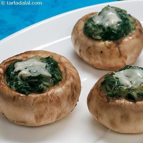 Stuffed Mushrooms with Spinach | Tarla Dalal