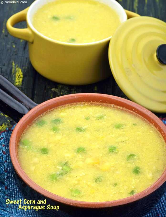 Sweet Corn and Asparagus Soup ( Jain Recipe) | Tarla Dalal