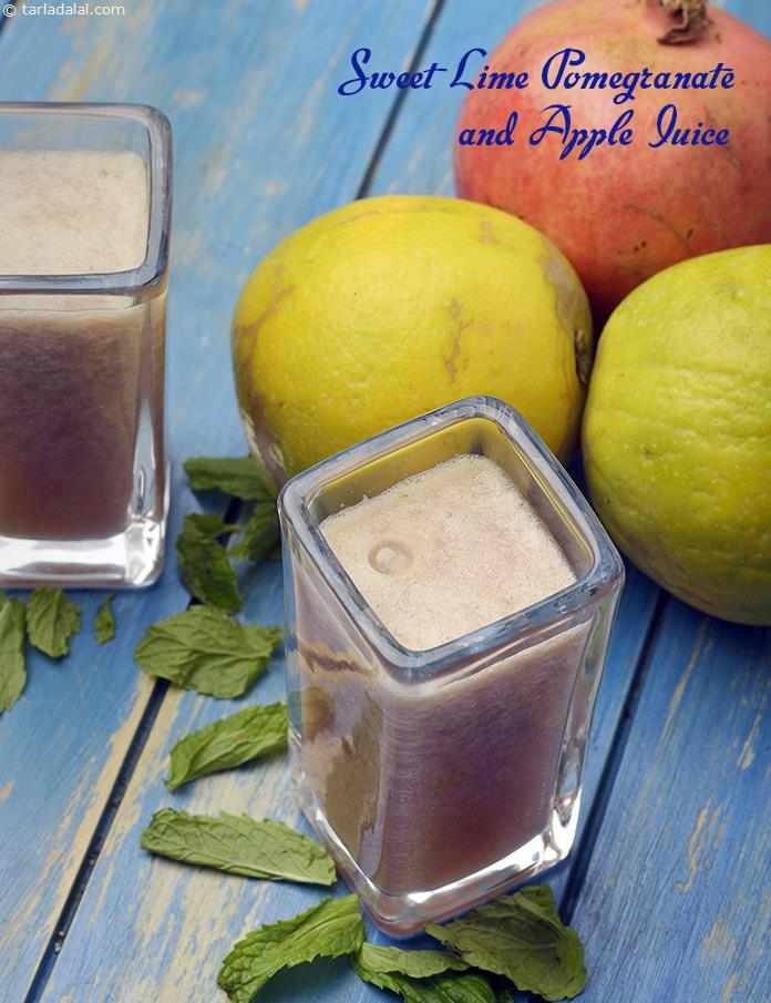 Sweet Lime, Pomegranate and Apple Juice | Tarla Dalal