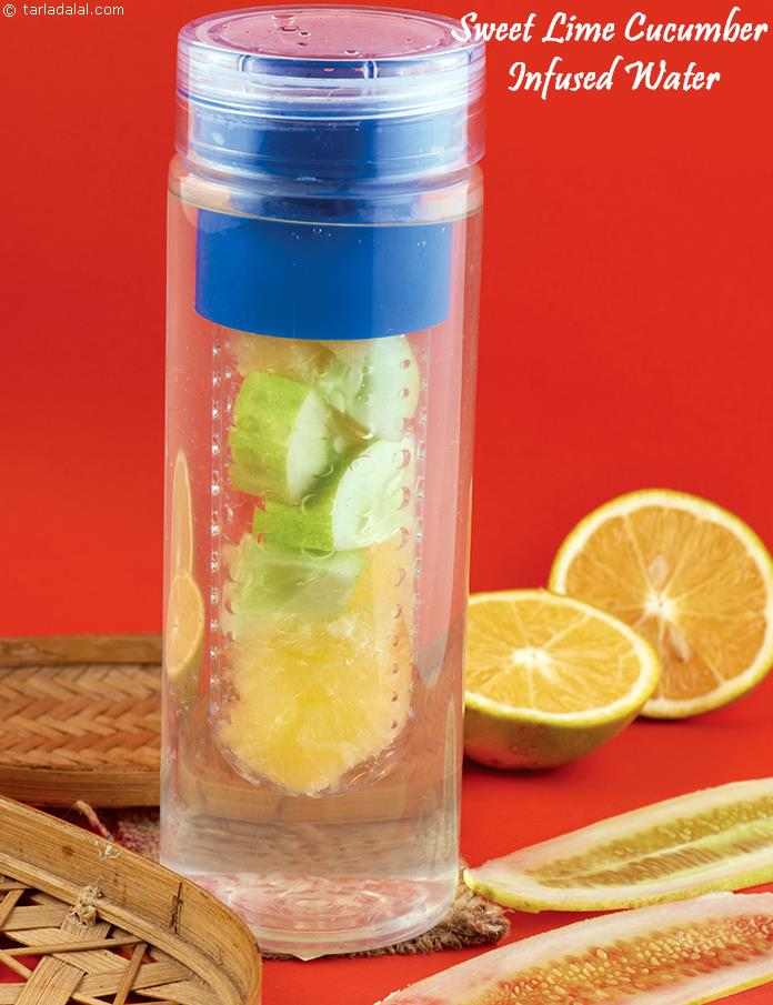 Sweet Lime Cucumber Infused Water | Tarla Dalal