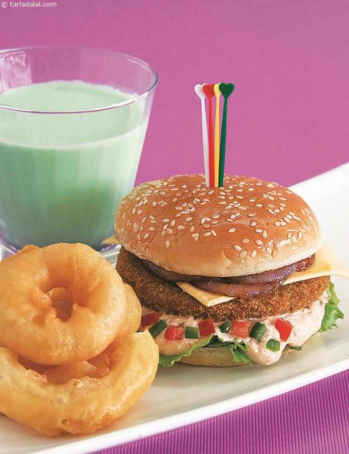 Three Bean Burger ( Burgers and Smoothies Recipe) | Tarla Dalal