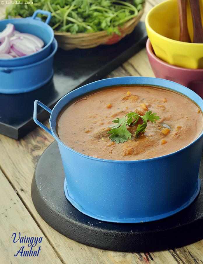 Vaingya Ambot, South Indian Brinjal Dal | Tarla Dalal