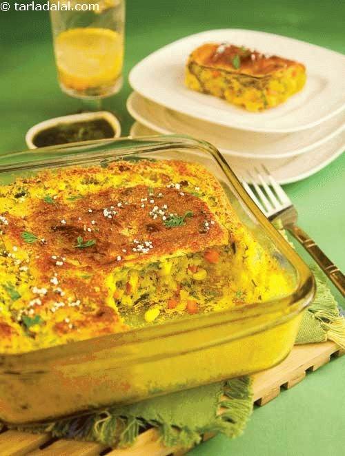 Veg Corn Bake (100 Calorie Snacks) | Tarla Dalal