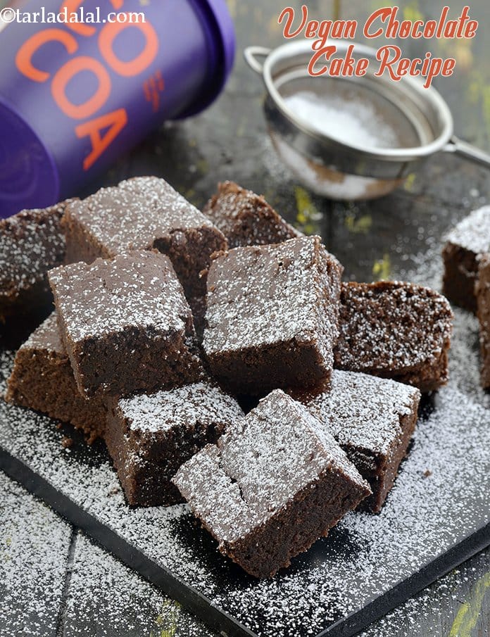 Eggless vegan chocolate cake | vegan chocolate cake | rich vegan choco cake | Tarla Dalal
