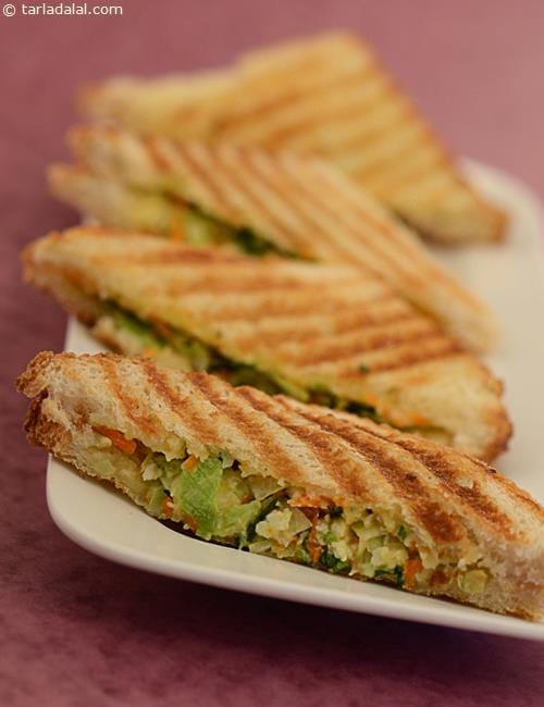 Vegetable Grilled Sandwich | Tarla Dalal