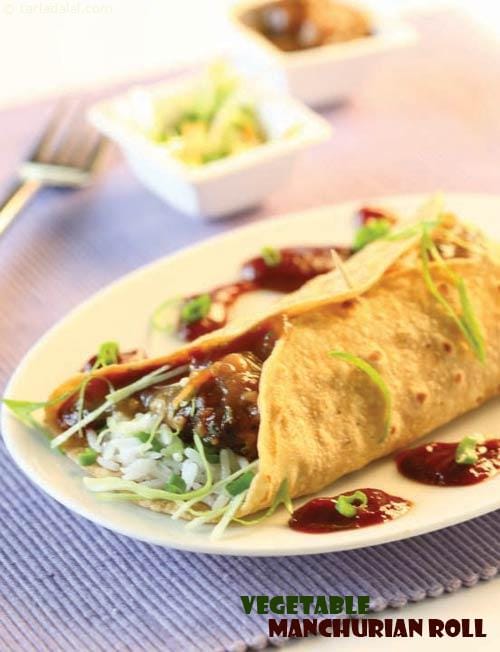 Vegetable Manchurian Roll ( Wraps and Rolls Recipes) | Tarla Dalal