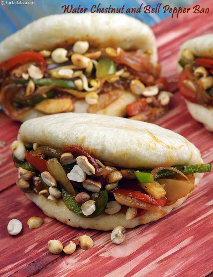 Water Chestnut and Bell Pepper Bao | Tarla Dalal