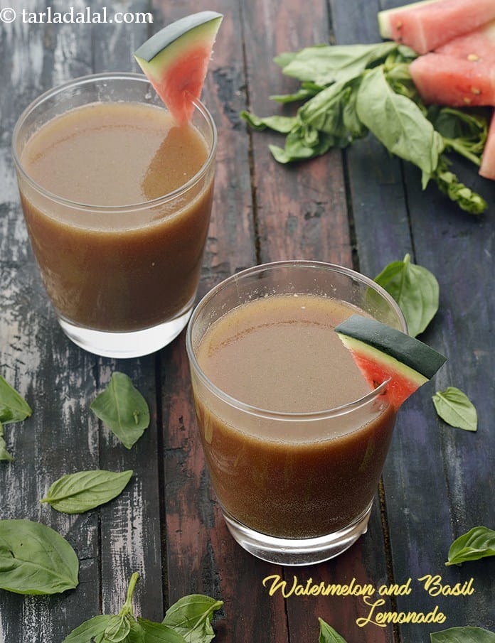 Watermelon and Basil Lemonade | Tarla Dalal