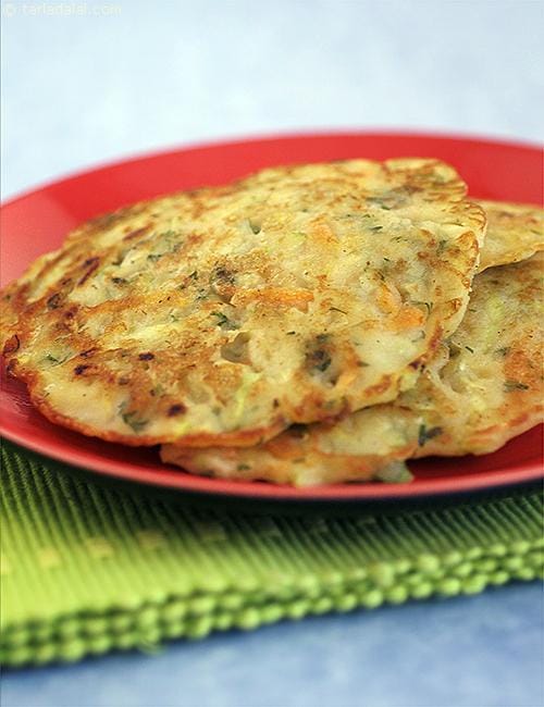 Zucchini and Carrot Pancake | Tarla Dalal