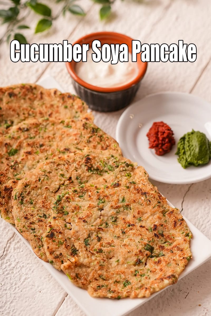 Cucumber soya pancake recipe | soya cucumber chilla | savoury cucumber pancakes | | Tarla Dalal