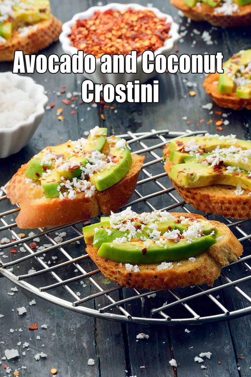 Avocado and Coconut Crostini | Tarla Dalal