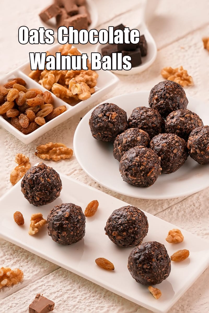 Oats Chocolate Walnut Balls | Walnut Chocolate Oat Indian Energy Balls | Power-Packed Oat Walnut Chocolate Balls | | Tarla Dalal