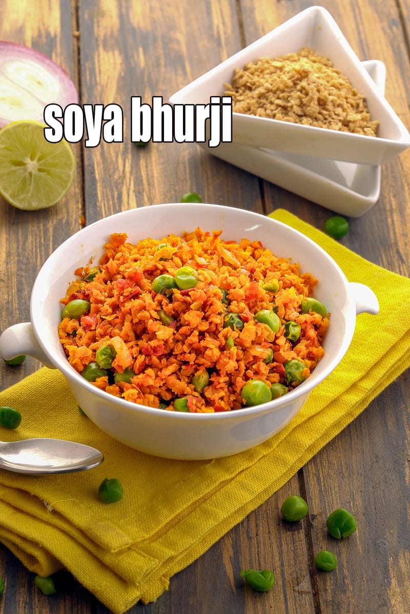 Soya bhurji recipe | soya matar bhurji | soya bhurji from soya granules | | Tarla Dalal