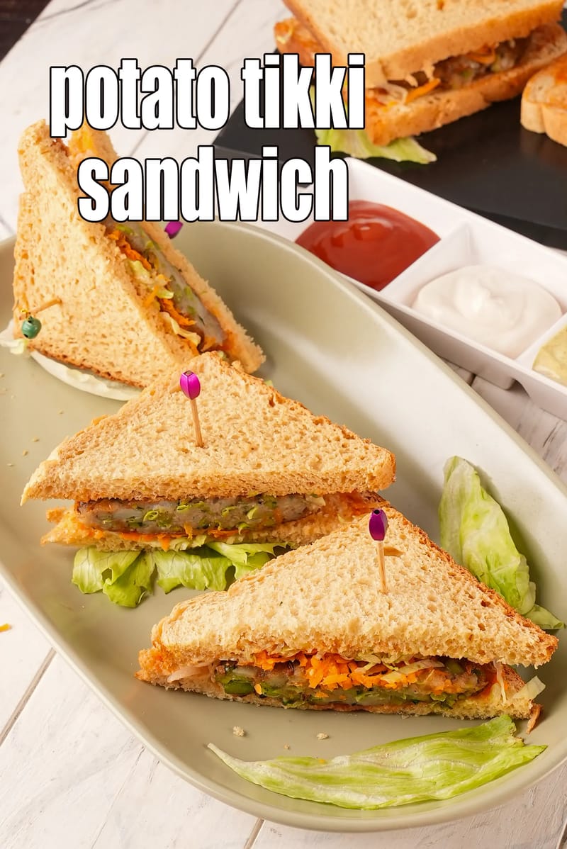 Potato tikki sandwich recipe | aloo tikki sandwich | spicy potato sandwich | | Tarla Dalal