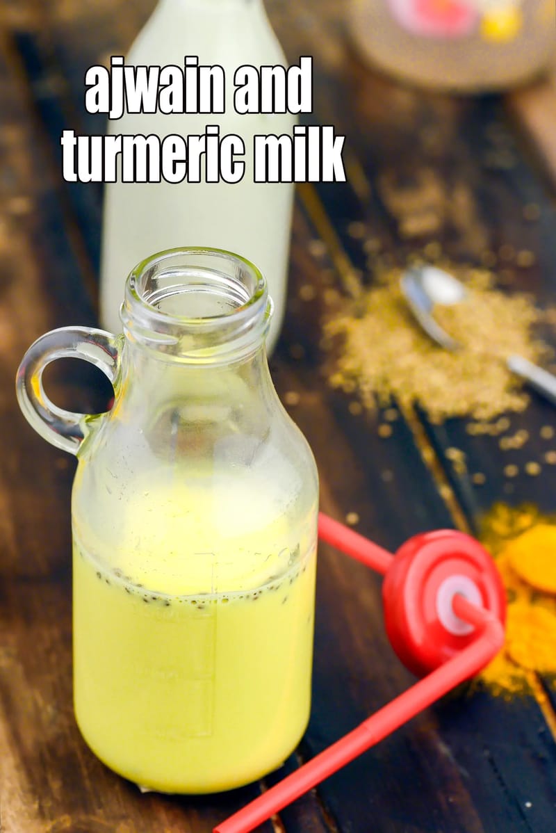 Ajwain and turmeric milk recipe | haldi ajwain ka doodh | haldi ajwain milk for cold and cough | ajwain in golden milk | | Tarla Dalal