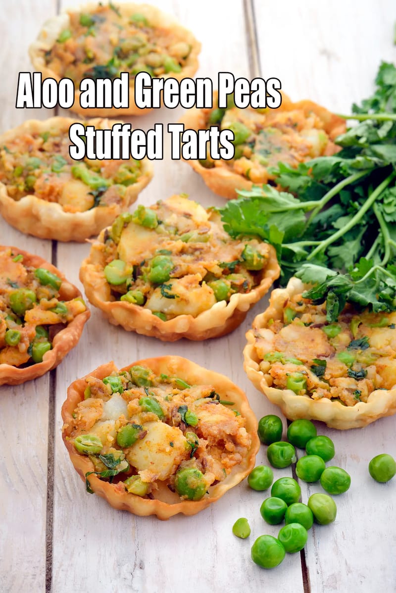 Aloo and Green Peas Stuffed Tarts | Aloo Matar Tarts |  Potato and Pea Savory Tarts |  Vegetable Tartlets with Potato and Peas | | Tarla Dalal
