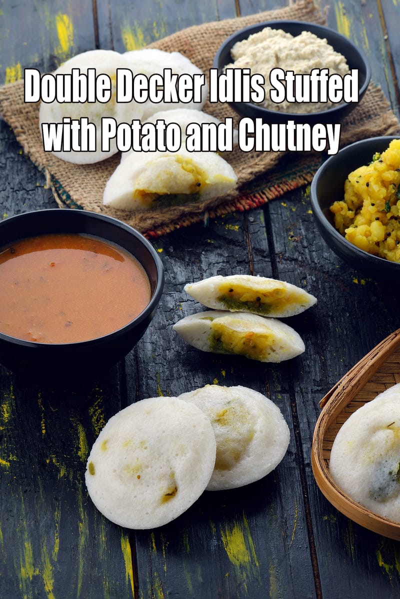 Double Decker Idlis Stuffed with Potato and Chutney recipe, Healthy Recipes | Tarla Dalal