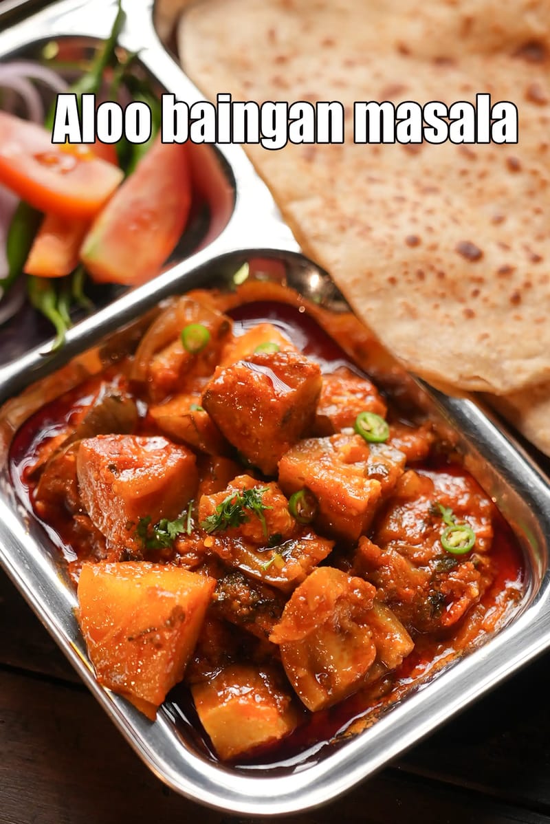 Aloo baingan masala recipe | aloo baingan ki tariwali sabzi | aloo baingan masala in pressure cooker | | Tarla Dalal