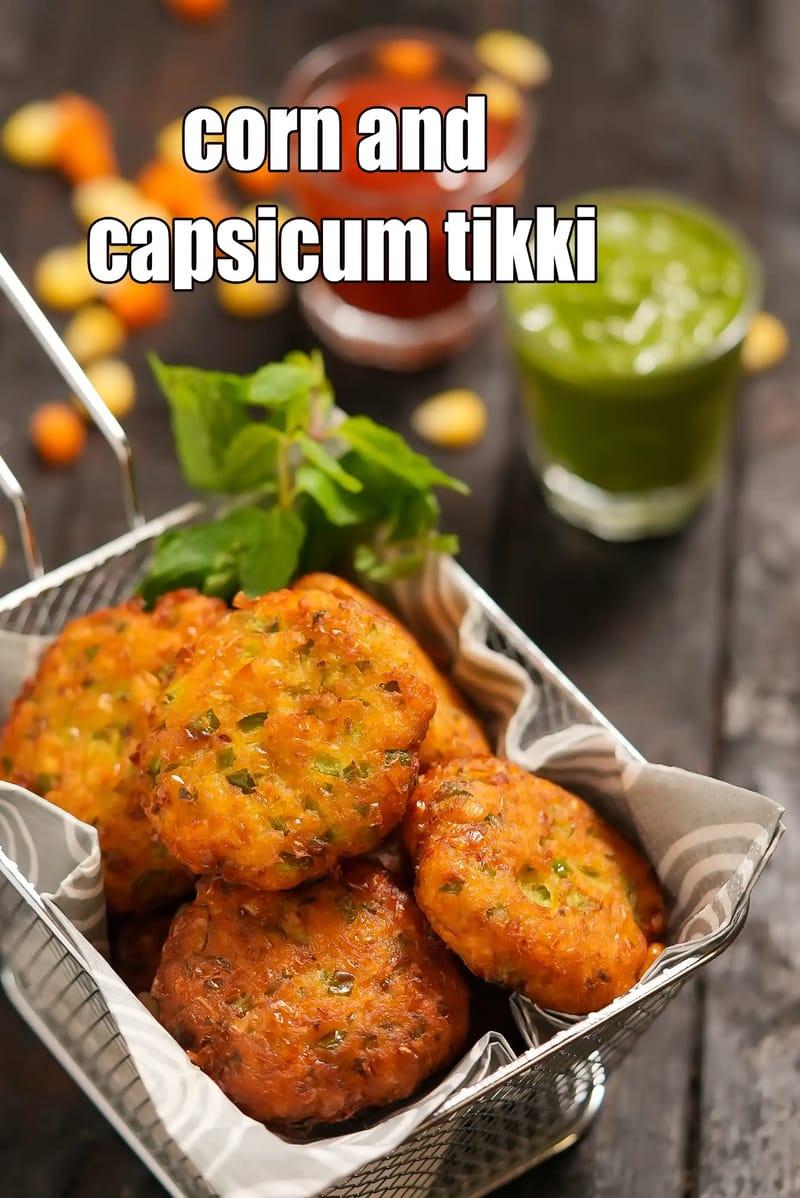 Corn and capsicum tikki recipe | sweet corn veg tikki | Indian corn and capsicum cutlet | | Tarla Dalal