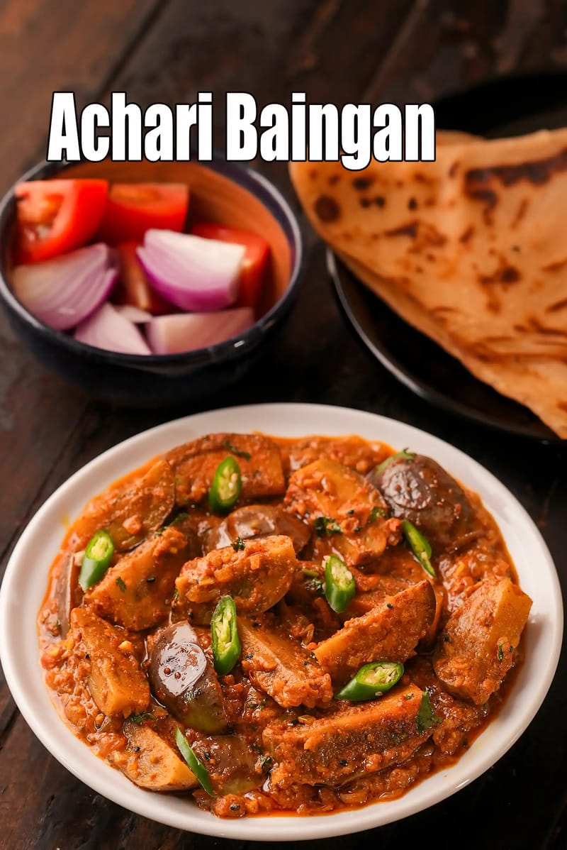 Achari baingan recipe | Punjabi style achari baingan masala | achari baingan sabzi | | Tarla Dalal