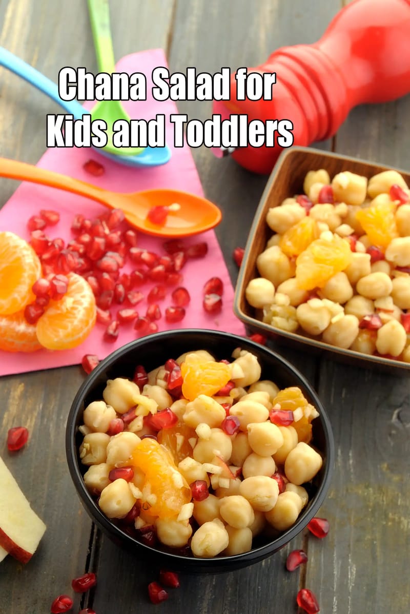 Chana salad for kids and toddlers | fruity chana salad for kids | chana chaat for kids | | Tarla Dalal
