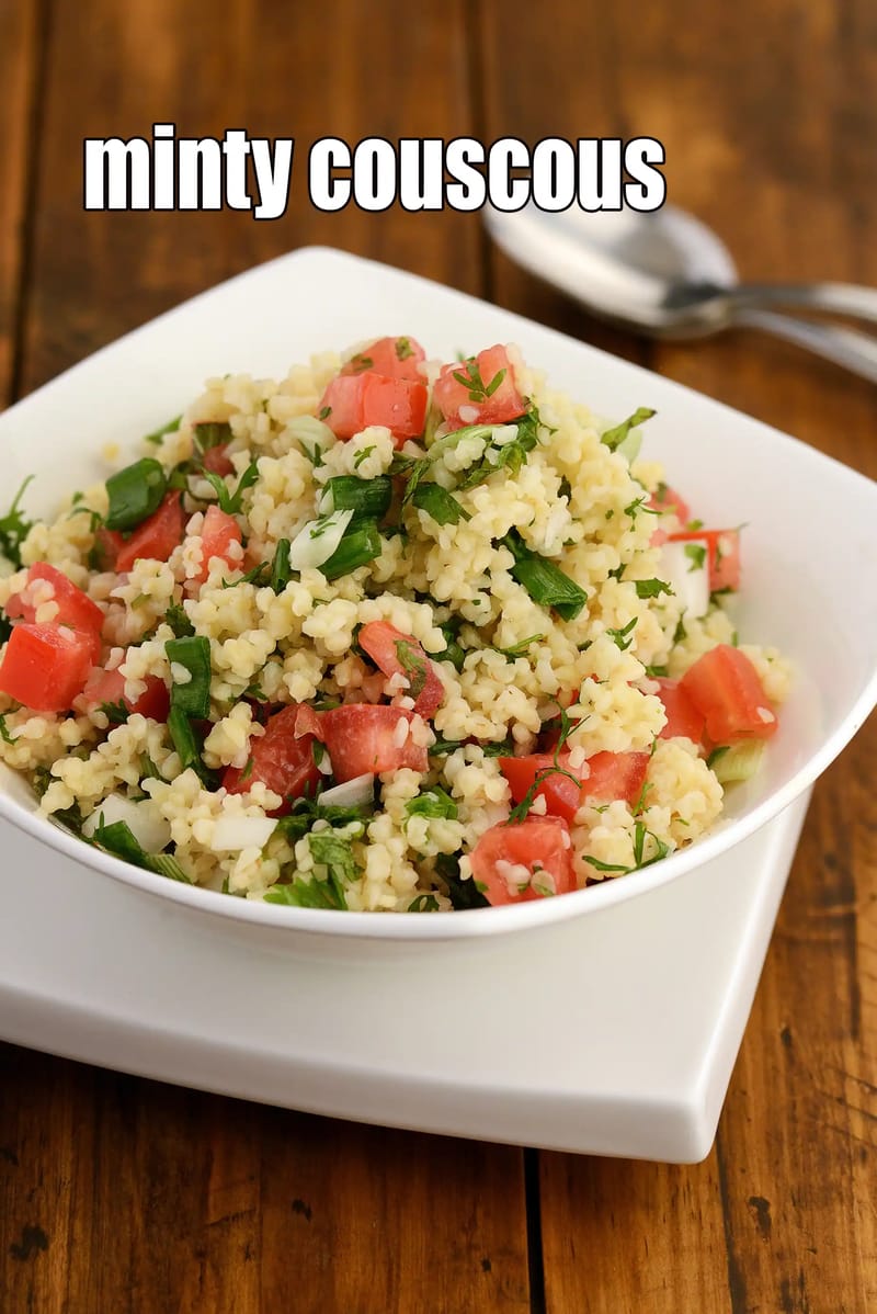 Minty couscous recipe | healthy minty couscous salad | Indian style couscous | lemon mint couscous | | Tarla Dalal