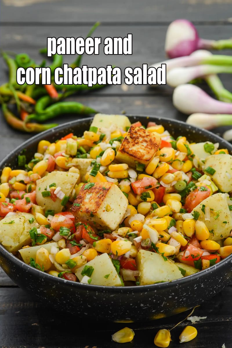 Paneer and corn chatpata salad recipe | Indian paneer sweet corn salad | cottage cheese corn salad | | Tarla Dalal