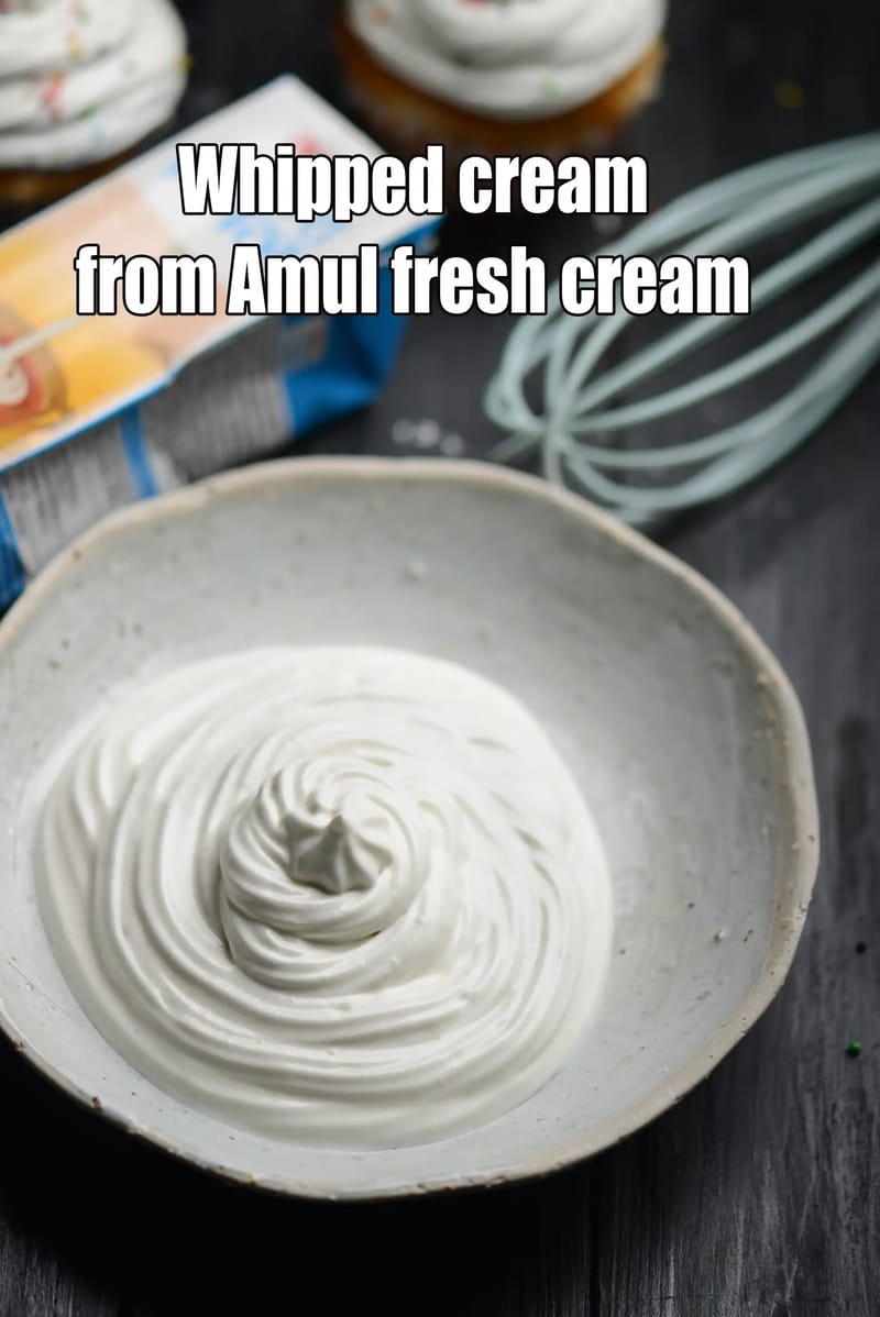 Whipped cream from Amul fresh cream recipe | Indian whipped cream 25% using milk fat cream | whipped cream from low fat cream | | Tarla Dalal