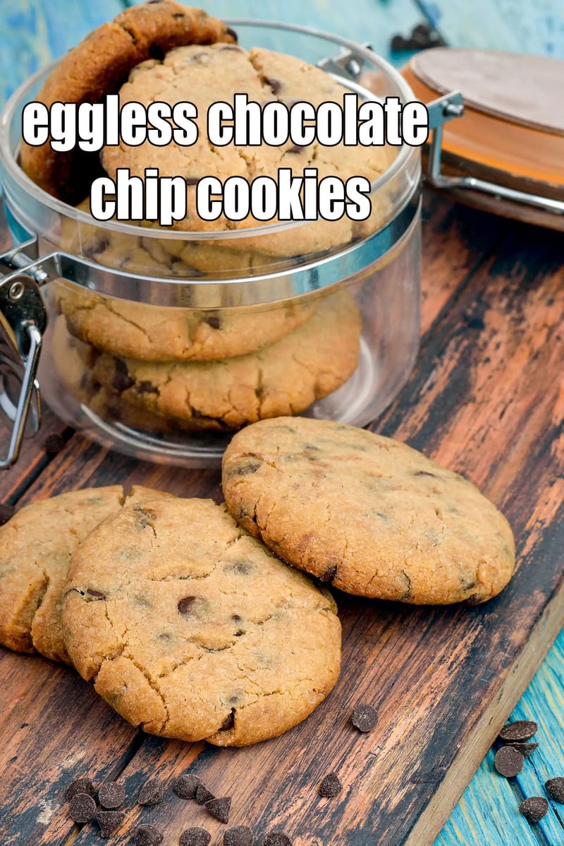 Eggless chocolate chip cookies recipe | Indian style eggless chocolate chip cookies | vegetarian eggless chocolate chip cookies | | Tarla Dalal
