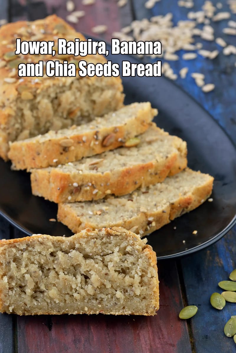 Jowar, Rajgira, Banana and Chia Seeds Bread  recipe |  Millet & Amaranth Banana Bread |  Gluten-Free Banana Superfood Bread | | Tarla Dalal
