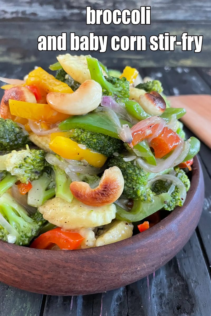 Broccoli and baby corn stir-fry recipe | Chinese broccoli baby corn vegetable | 10 minute stir-fry recipe | | Tarla Dalal