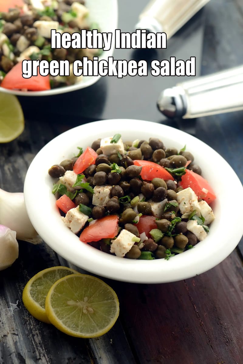 Healthy Indian green chickpea salad recipe | paneer and chickpea salad | | Tarla Dalal