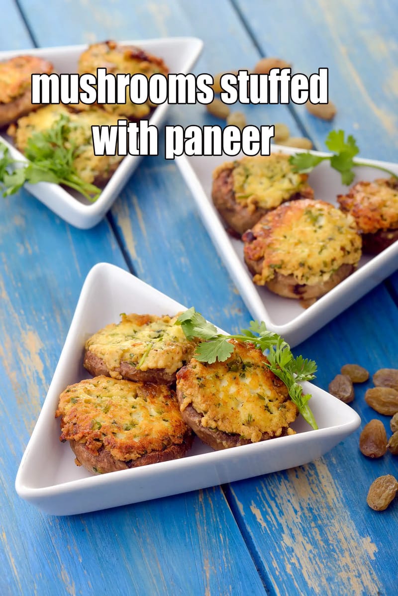Mushrooms stuffed with paneer recipe | paneer stuffed mushroom masala | | Tarla Dalal