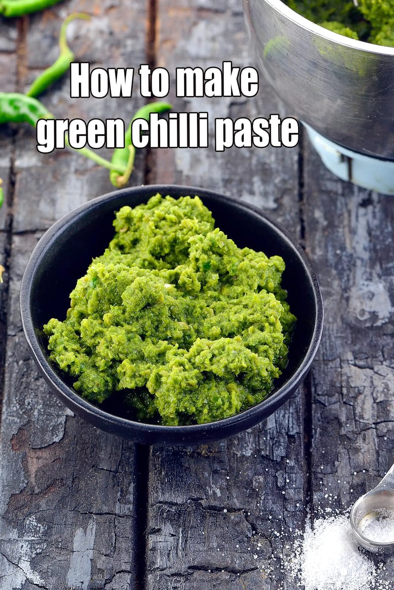Green chilli paste recipe | Indian green chilli paste | how to make and store green chilli paste at home | green chilli paste for cooking | | Tarla Dalal