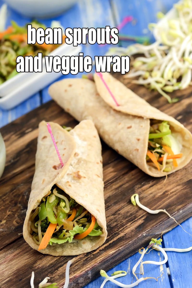 Bean sprouts and veggie wrap recipe | veg wrap with bean sprouts | Indian protein rich recipe | sprouts veggie wrap | | Tarla Dalal