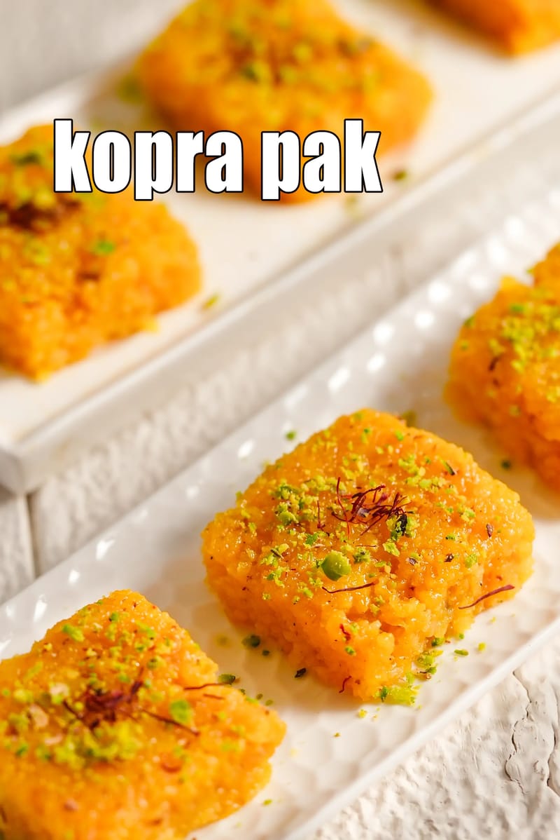 Kopra pak recipe | Gujarati topra pak | nariyal ki barfi | coconut barfi | | Tarla Dalal