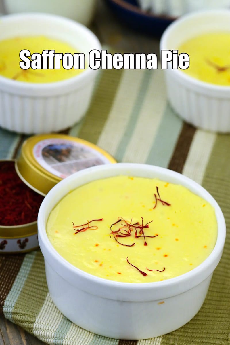 Saffron Chenna Pie recipe |  Baked Saffron Chenna Pie | | Tarla Dalal