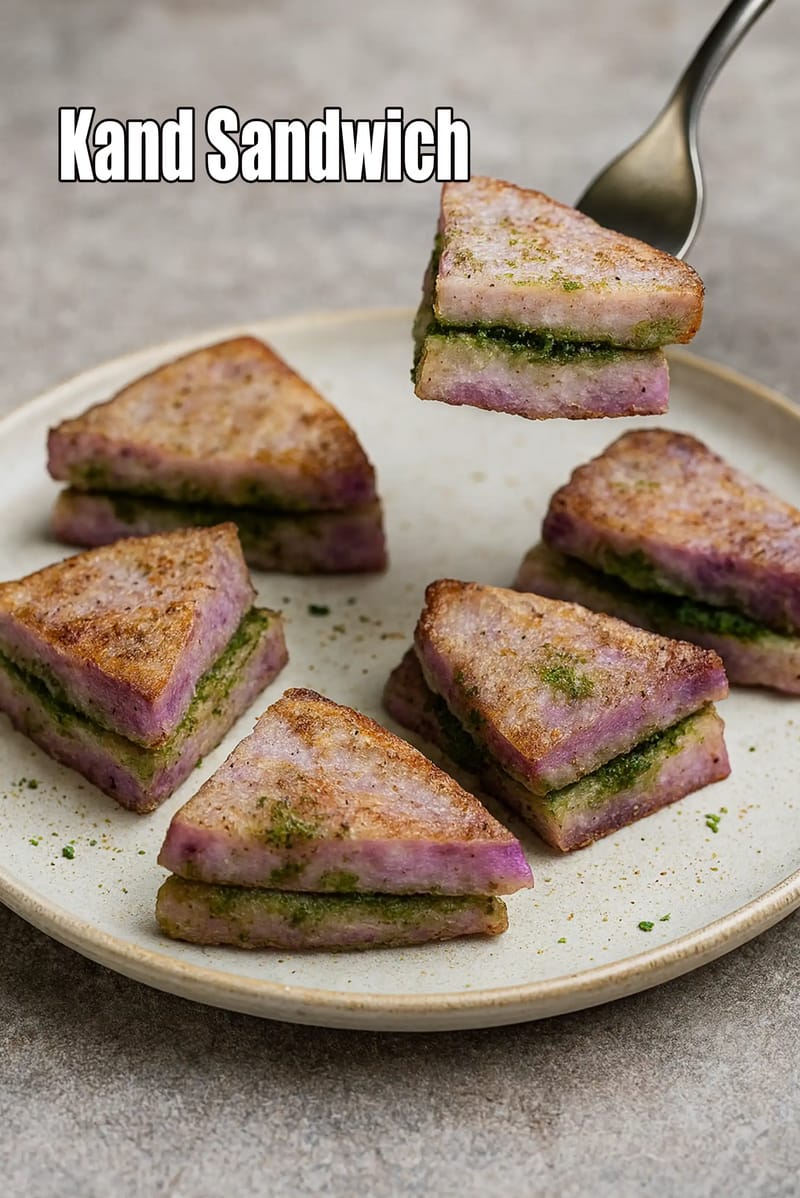 Kand Sandwich, Faraali Purple Yam Sandwich Recipe | Tarla Dalal
